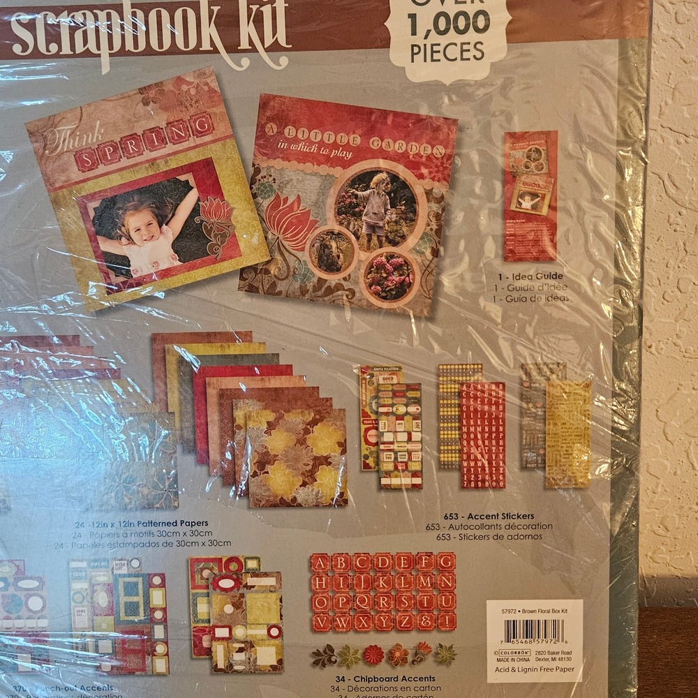 ColorBok Brown Floral Complete Scrapbook Kit 12x12 Album Over 1000 Pcs NEW - Picture 6 of 6